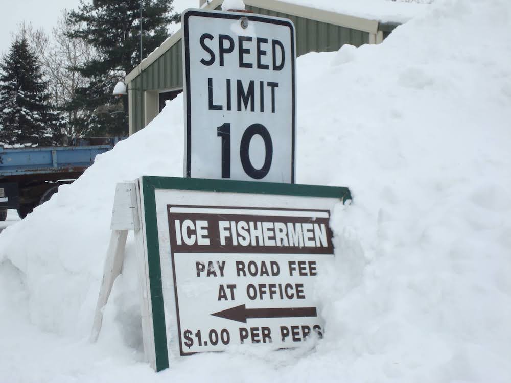 ice fishing sign